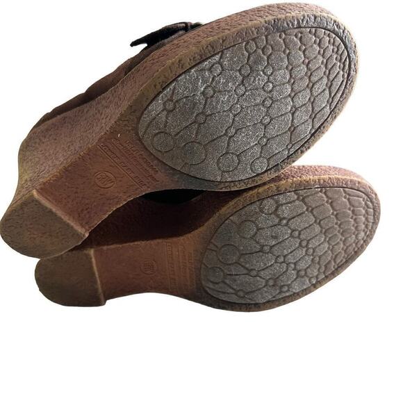 Vintage Lower‎ East Side Suede Wedge Women's 6.5 Brown Y2K Buckle Boho Chunky - Picture 8 of 8